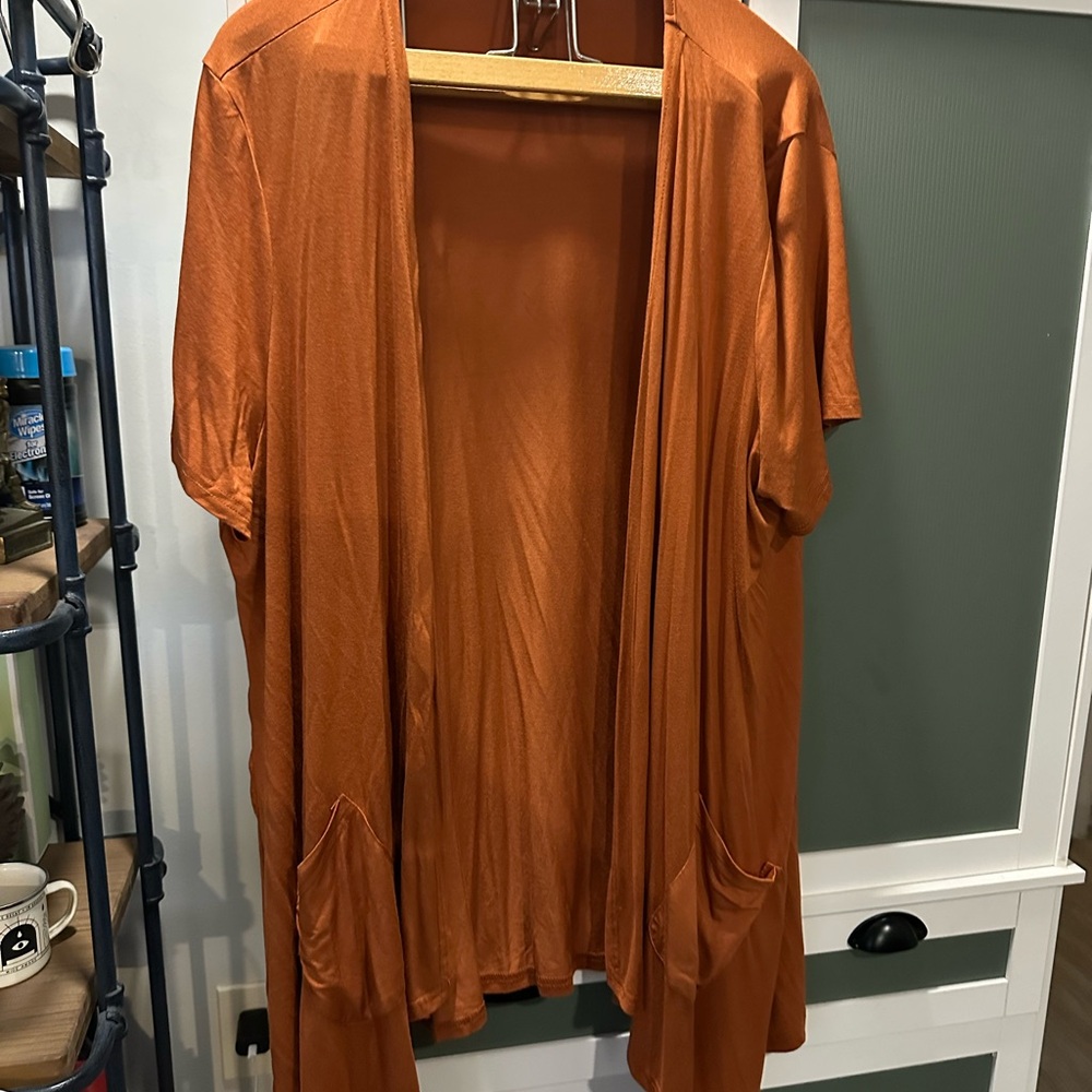 Orange Open Front Cardigan